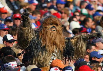 ORCHARD PARK, NY - NOVEMBER 01:  A fan dressed as the Star Wars character Chewbacca watches the Buffalo Bills game against the Houston Texans at Ralph Wilson Stadium on November 1, 2009 in Orchard Park, New York. Houston won 31-10. (Photo by Rick Stewart/Getty Images)