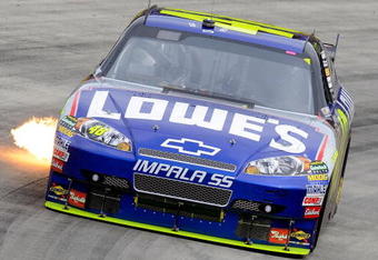 MARTINSVILLE, VA - OCTOBER 25:  Jimmie Johsnon drives the #48 Lowe's Chevrolet during the NASCAR Sprint Cup Series TUMS Fast Relief 500 at Martinsville Speedway on October 25, 2009 in Martinsville, Virginia.  (Photo by John Harrelson/Getty Images)