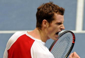 VALENCIA, SPAIN - NOVEMBER 06:  Andy Murray of Great Britain celebrates a breakpoint in his quarter final match against Albert Montanes of Spain during the ATP 500 World Tour Valencia Open tennis tournament at the Ciudad de las Artes y las Ciencias on November 6, 2009 in Valencia, Spain. Murray won the match in two sets, 6-4 and 6-2.  (Photo by Jasper Juinen/Getty Images)