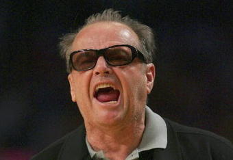 LOS ANGELES, CA - DECEMBER 15:  Actor Jack Nicholson yells at the referee during the game between the Houston Rockets and the Los Angeles Lakers at the Staples Center on December 15, 2006 in Los Angeles, California. NOTE TO USER: User expressly acknowledges and agrees that, by downloading and/or using this Photograph, user is consenting to the terms and conditions of the Getty Images License Agreement. Mandatory Copyright Notice: Copyright 2006 NBAE  (Photo by Robert Laberge/Getty Images)