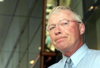 NEW YORK - APRIL 20: General Manager Bob Clarke of the Philadelphia Flyers speaks with media  members during the lunch break at the National Hockey League Board of Governors meeting at the Westin New York Hotel on April 20, 2005 in New York City.(Photo by Bruce Bennett/Getty Images)