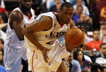 PHILADELPHIA - APRIL 26:  Thaddeus Young #21 of the Philadelphia 76ers controls the ball against the Orlando Magic during Game Four of the Eastern Conference Quarterfinals during the 2009 NBA Playoffs at the Wachovia Center on April 26, 2009 in Philadelphia, Pennsylvania. NOTE TO USER: User expressly acknowledges and agrees that, by downloading and/or using this Photograph, user is consenting to the terms and conditions of the Getty Images License Agreement.  (Photo by Jim McIsaac/Getty Images)