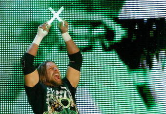 LAS VEGAS - AUGUST 24:  Wrestler Triple H is introduced during the WWE Monday Night Raw show at the Thomas & Mack Center August 24, 2009 in Las Vegas, Nevada.  (Photo by Ethan Miller/Getty Images)