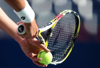 NEW YORK - SEPTEMBER 04:  A shot of Paul Capdeville's tennis racket during his match against Andy Murray of Great Britain during day five of the 2009 U.S. Open at the USTA Billie Jean King National Tennis Center on September 4, 2009 in the Flushing neighborhood of the Queens borough of New York City.  (Photo by Nick Laham/Getty Images)