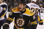 BOSTON - NOVEMBER 07:  Marco Sturm #16 of the Boston Bruins celebrates his goal in the second period against the Buffalo Sabres on November 7, 2009 at the TD Garden in Boston, Massachusetts.  (Photo by Elsa/Getty Images)