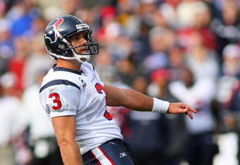 ORCHARD PARK, NY - NOVEMBER 01:  Kris Brown #3 of the Houston Texans lines up for a kick during the game against the Buffalo Bills at Ralph Wilson Stadium on November 1, 2009 in Orchard Park, New York. Houston won 31-10. (Photo by Rick Stewart/Getty Images)