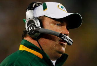 GREEN BAY, WI - NOVEMBER 01:  Head coach Mike McCarthy of the Green Bay Packers watching the action during the third quarter of the game against the Minnesota Vikings at Lambeau Field on November 1, 2009 in Green Bay, Wisconsin. (Photo by Scott Boehm/Getty Images)