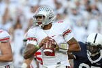 STATE COLLEGE, PA - NOVEMBER 7: Quarterback Terrelle Pryor #2 of the Ohio State Buckeyes rolls out to pass during a game against the Penn State Nittany Lions on November 7, 2009 at Beaver Stadium in State College, Pennsylvania. Ohio State won 24-7. (Photo by Hunter Martin/Getty Images)