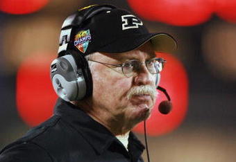 ORLANDO, FL - DECEMBER 29:  Head coach Joe Tiller of the Purdue Boilermakers looks on during the game against the Maryland Terrapins in the Champs Sports Bowl at Florida Citrus Bowl on December 29, 2006 in Orlando, Florida. Maryland won 24-7. (Photo by Doug Benc/Getty Images)