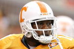 KNOXVILLE, TN - SEPTEMBER 12: Eric Berry #14 of the Tennessee Volunteers looks on against the UCLA Bruins on September 12, 2009 at Neyland Stadium in Knoxville, Tennessee. UCLA beat Tennessee 19-15. (Photo by Joe Murphy/Getty Images)