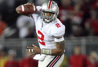 STATE COLLEGE, PA - NOVEMBER 7: Quarterback Terrelle Pryor #2 of the Ohio State Buckeyes rolls out to pass during a game against the Penn State Nittany Lions on November 7, 2009 at Beaver Stadium in State College, Pennsylvania. Ohio State won 24-7. (Photo by Hunter Martin/Getty Images)