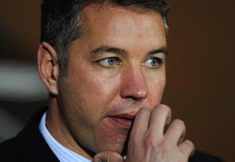 BLACKBURN, ENGLAND - OCTOBER 27: Peterborough manager Darren Ferguson looks on during the Carling Cup 4th Round match between Blackburn Rovers and Peterborough United at Ewood Park on October 27, 2009 in Blackburn, England.  (Photo by Michael Regan/Getty Images)