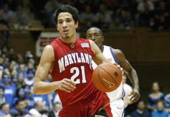 DURHAM, NC - FEBRUARY 13: Greivis Vasquez #21 of the Maryland Terrapins dribbles against the Duke Blue Devils during the game at Cameron Indoor Stadium on February 13, 2008 in Durham, North Carolina.  Duke defeated Maryland 77-65.  (Photo by Kevin C. Cox/Getty Images)