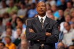 DENVER - APRIL 22:  Head coach Byron Scott of the New Orleans Hornets looks on during action against the Denver Nuggets in Game Two of the Western Conference Quarterfinals during the 2009 NBA Playoffs at Pepsi Center on April 22, 2009 in Denver, Colorado. The Nuggets defeated the Hornets 108-93. NOTE TO USER: User expressly acknowledges and agrees that, by downloading and or using this photograph, User is consenting to the terms and conditions of the Getty Images License Agreement.  (Photo by Doug Pensinger/Getty Images)