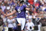 BALTIMORE - SEPTEMBER 27:  Steve Hauschka #6 of the Baltimore Ravens kicks an extra point against the Cleveland Browns at M&T Bank Stadium on September 27, 2009 in Baltimore, Maryland. The Ravens defeated the Browns 34-3. (Photo by Larry French/Getty Images)