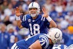 INDIANAPOLIS - NOVEMBER 01:  Peyton Manning #18 of the Indianapolis Colts gives instructions to his team during the NFL game against the San Francisco 49ers at Lucas Oil Stadium on November 1, 2009 in Indianapolis, Indiana.  (Photo by Andy Lyons/Getty Images)