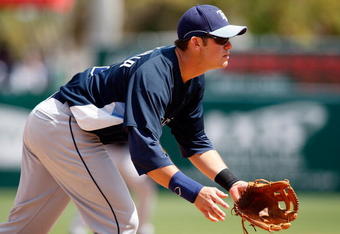 FORT MYERS, FL - MARCH 08:  Infielder Evan Longoria #3 of the Tampa Bay Rays gets into position against the Boston Red Sox during a Grapefruit League Spring Training Game at City of Palms Park on March 8, 2009 in Fort Myers, Florida.  (Photo by J. Meric/Getty Images)