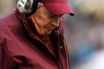 ATLANTA - OCTOBER 17:  Head coach Frank Beamer of the Virginia Tech Hokies walks to the sideline after a play call against the Georgia Tech Yellow Jackets at Bobby Dodd Stadium on October 17, 2009 in Atlanta, Georgia.  (Photo by Kevin C. Cox/Getty Images)