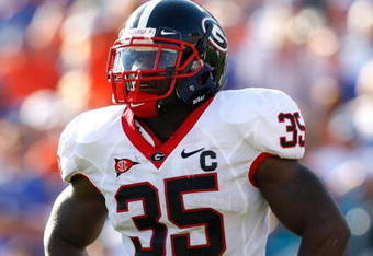 JACKSONVILLE, FL - OCTOBER 31:  Rennie Curran #35 of the Georgia Bulldogs against the Florida Gators at Jacksonville Municipal Stadium on October 31, 2009 in Jacksonville, Florida.  (Photo by Kevin C. Cox/Getty Images)