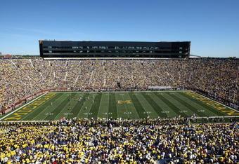 ANN ARBOR, MI - SEPTEMBER 19: General view of Michigan Stadium during the game between the Michigan Wolverines and the Eastern Michigan Eagles on September 19, 2009 in Ann Arbor, Michigan.  Michigan won 45-17.  (Photo by Stephen Dunn/Getty Images)
