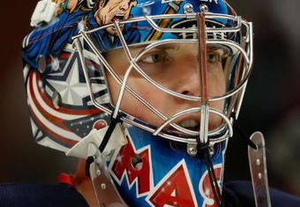 ANAHEIM, CA - OCTOBER 24:  Steve Mason #1 of the Columbus Blue Jackets looks on against the Anaheim Ducks at the Honda Center on October 24, 2009 in Anaheim, California.  (Photo by Jeff Gross/Getty Images)