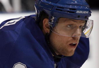 TORONTO - NOVEMBER 3:  Phil Kessel #81of the Toronto Maple Leafs faces off against the Tampa Bay Lightning during a NHL game at the Air Canada Centre on November 3, 2009 in Toronto, Ontario, Canada .  (Photo by Abelimages/Getty Images)