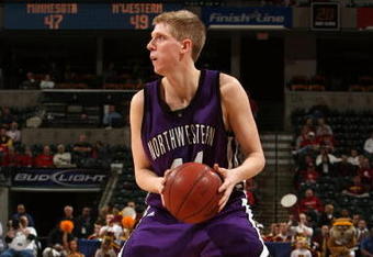 INDIANAPOLIS - MARCH 12:  Kevin Coble #44 of  the Northwestern Wildcats looks to pass the ball against the Minnesota Golden Gophers during the first round of the Big Ten Men's Basketball Tournament at Conseco Fieldhouse on March 12, 2009 in Indianapolis, Indiana.  (Photo by Jonathan Daniel/Getty Images)