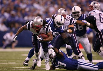 INDIANAPOLIS - NOVEMBER 02:  BenJarvus Green-Ellis #42 of the New England Patriots runs the ball against the Indianapolis Colts at Lucas Oil Stadium on November 2, 2008 in Indianapolis, Indiana.  (Photo by Andy Lyons/Getty Images)