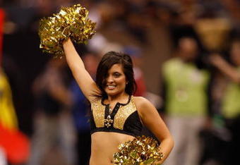 NEW ORLEANS - NOVEMBER 02:  New Orleans Saintsations cheerleaders dance during the game between the New Orleans Saints and the Atlanta Falcons at Louisana Superdome on November 2, 2009 in New Orleans, Louisiana.  (Photo by Chris Graythen/Getty Images)