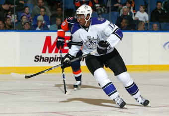 UNIONDALE, NY - FEBRUARY 10:  Wayne Simmonds #17 of the Los Angeles Kings skates against the New York Islanders on February 10, 2009 at Nassau Coliseum in Uniondale, New York. The Kings defeated the Islanders 4-3 after a shootout.  (Photo by Jim McIsaac/Getty Images)