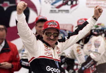 15 Feb 1998: Dale Earnhardt celebrates after winning the Daytona 500 at Daytona International Speedway in Daytona Beach, Florida.