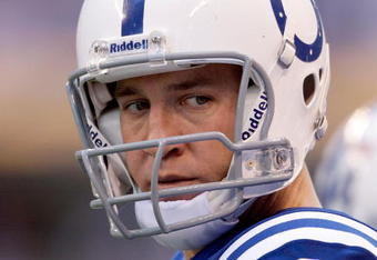INDIANAPOLIS - NOVEMBER 08:  Peyton Manning #18 of the Indianapolis Colts is pictured during the NFL game against the Houston Texans at Lucas Oil Stadium on November 8, 2009 in Indianapolis, Indiana.  The Colts won 20-17.  (Photo by Andy Lyons/Getty Images)