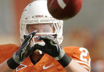 AUSTIN, TX - NOVEMBER 07:  Safety Nolan Brewster #27 of the Texas Longhorns practices before a game against the UCF Knights on November 7, 2009 at Darrell K Royal - Texas Memorial Stadium in Austin, Texas.  Texas won 35-3.  (Photo by Brian Bahr/Getty Images)