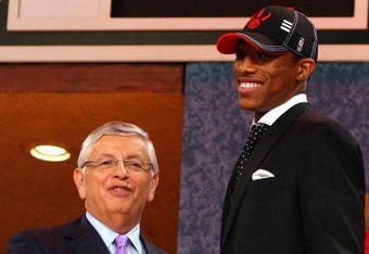 NEW YORK - JUNE 25:   NBA Commissioner David Stern poses for a photograph with the ninth overall draft pick by the Toronto Raptors,  DeMar DeRozan during the 2009 NBA Draft at the Wamu Theatre at Madison Square Garden June 25, 2009 in New York City. NOTE TO USER: User expressly acknowledges and agrees that, by downloading and/or using this Photograph, User is consenting to the terms and conditions of the Getty Images License Agreement.  (Photo by Jim McIsaac/Getty Images)