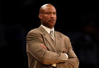 LOS ANGELES - NOVEMBER 8:  Head coach Byron Scott of the New Orleans Hornets looks on during the game with the Los Angeles Lakers on November 8, 2009 at Staples Center in Los Angeles, California. The Lakers won 104-88.  NOTE TO USER: User expressly acknowledges and agrees that, by downloading and/or using this Photograph, user is consenting to the terms and conditions of the Getty Images License Agreement.   (Photo by Stephen Dunn/Getty Images)