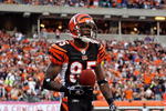 CINCINNATI - OCTOBER 25:  Chad Ochocinco #85 of the Cincinnati Bengals scores a touchdown during the NFL game against the Chicago Bears at Paul Brown Stadium on October 25, 2009 in Cincinnati, Ohio.  The Bengals won 45-10.  (Photo by Andy Lyons/Getty Images)