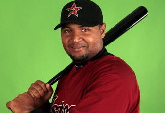 KISSIMMEE, FL - FEBRUARY 21:  Outfielder Carlos Lee #45 of the Houston Astros poses during photo day at Atros spring training complex on February 21, 2009 in Kissimmee, Florida.  (Photo by Marc Serota/Getty Images)
