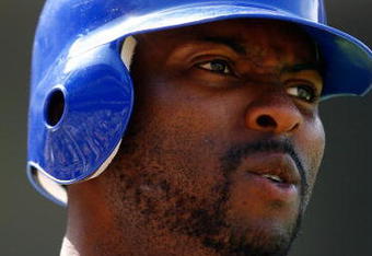 LOS ANGELES, CA - AUGUST 22:  Milton Bradley #21 of the Chicago Cubs looks on against the Los Angeles Dodgers at Dodger Stadium on August 22, 2009 in Los Angeles, California. The Dodgers defeated the Cubs 2-0.  (Photo by Jeff Gross/Getty Images)