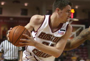CHESTNUT HILL, MA - FEBRUARY 14: Tyler Roche #21 of the Boston College Eagles drives against the North Carolina State Wolfpack on February 14, 2008 at Alumni Stadium in Chestnut Hill, Massachusetts. (Photo by Elsa/Getty Images) 