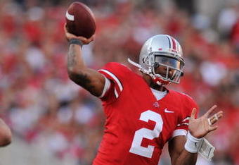 COLUMBUS, OH - NOVEMBER 14:  Quarterback Terrelle Pryor #2 of the Ohio State Buckeyes passes the ball against the Iowa Hawkeyes at Ohio Stadium on November 14, 2009 in Columbus, Ohio.  (Photo by Jamie Sabau/Getty Images)