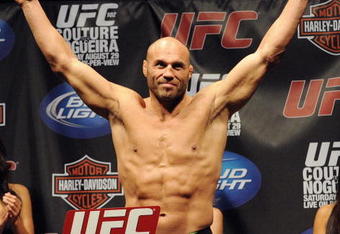 PORTLAND, OR - AUGUST 28: UFC heavyweight fighter Randy Couture weighs in at the UFC 102: Couture vs. Nogueira Weigh-In at the Rose Garden Arena on August 28, 2009 in Portland, Oregon. (Photo by Jon Kopaloff/Getty Images)