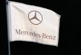 COLOGNE, GERMANY - SEPTEMBER 11:  A Mercedes-Benz  flag during the second round of The Mercedes-Benz Championship at The Gut Larchenhof Golf Club on September 11, 2009 in Cologne, Germany.  (Photo by Stuart Franklin/Getty Images)