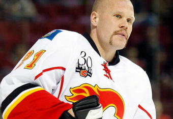 MONTREAL- NOVEMBER 10:  Olli Jokinen #21 of the Calgary Flames skates during the warm up period prior to facing the Montreal Canadiens in the NHL game on November 10, 2009 at the Bell Centre in Montreal, Quebec, Canada.  The Flames defeated the Canadiens 1-0.  (Photo by Richard Wolowicz/Getty Images)