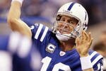 INDIANAPOLIS - NOVEMBER 15: Quarterback Peyton Manning #18 of the Indianapolis Colts warms up before the start of the game against the New England Patriots at Lucas Oil Stadium on November 15, 2009 in Indianapolis, Indiana. (Photo by Jamie Squire/Getty Images)