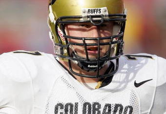 LINCOLN, NE - NOVEMBER 24:  Tyler Polumbus #77 of the Colorado Buffaloes looks on durng the game against the Nebraska Cornhuskers on November 24, 2006 at Memorial Stadium in Lincoln, Nebraska. Nebraska won 37-14. (Photo by Brian Bahr/Getty Images)