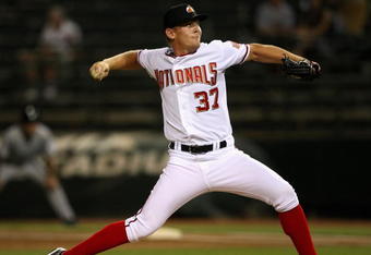 PHOENIX - OCTOBER 16:  Washington Nationals prospect Stephen Strasburg #37, playing for the Phoenix Desert Dogs, pitches in the Arizona Fall League game against the Scottsdale Scorpions at Phoenix Municipal Stadium on October 16, 2009 in Phoenix, Arizona.  (Photo by Christian Petersen/Getty Images)