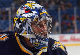 BUFFALO, NY - NOVEMBER 11:  Ryan Miller #30 of the Buffalo Sabres looks on before the game against the Edmonton Oilers at HSBC Arena on November 11, 2009 in Buffalo, New York.  (Photo by Rick Stewart/Getty Images)