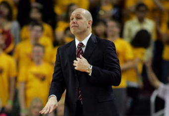 LOS ANGELES, CA - JANUARY 15:  Head Coach Herb Sendek of Arizona State signals a play from the sideline to his players in the first half of the game at Galen Center on January 15, 2009 in Los Angeles, California.  The Trojans defeated the Sun Devils 61-49.  (Photo by Victor Decolongon/Getty Images)