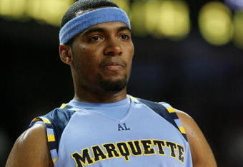 LOUISVILLE, KY - MARCH 01:  Lazar Hayward #32 of the Marquette Golden Eagles looks on during the Big East Conference game against the Louisville Cardinals at Freedom Hall on March 1, 2009 in Louisville, Kentucky.  (Photo by Andy Lyons/Getty Images)