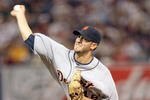 MINNEAPOLIS - OCTOBER 06: Starting pitcher Rick Porcello #48 of the Detroit Tigers pitches during the American League Tiebreaker game against the Minnesota Twins on October 6, 2009 at Hubert H. Humphrey Metrodome in Minneapolis, Minnesota. (Photo by Jamie Squire/Getty Images)